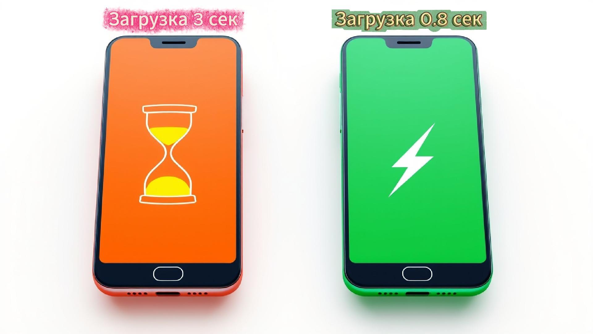 Рисунок 1 - Разница в скорости загрузки между типовым шаблоном и оптимизированным сайтом на Next.js